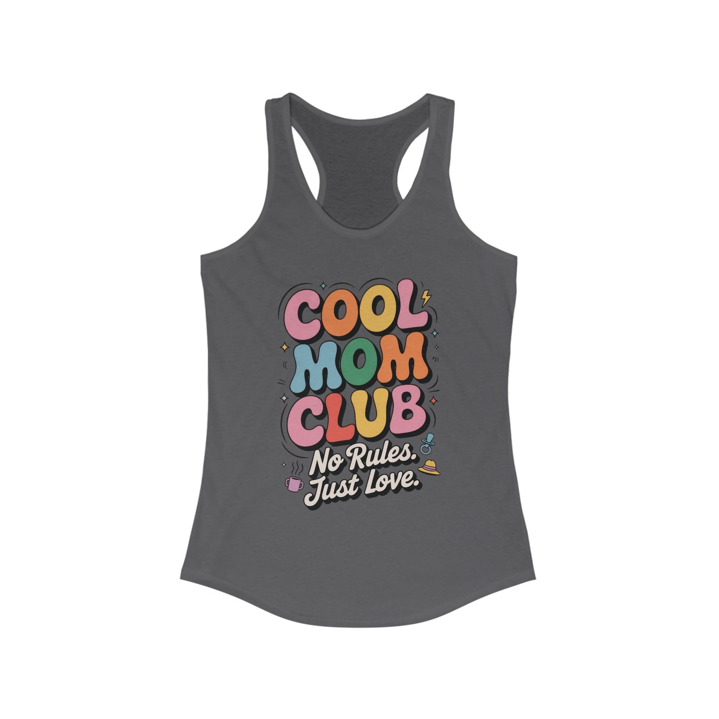 Cool Mom Club Racerback Tank, Gift for Moms, Mother's Day Gift, No Rules Just Love, Retro Colorful Unisex Heavy Blend Crewneck