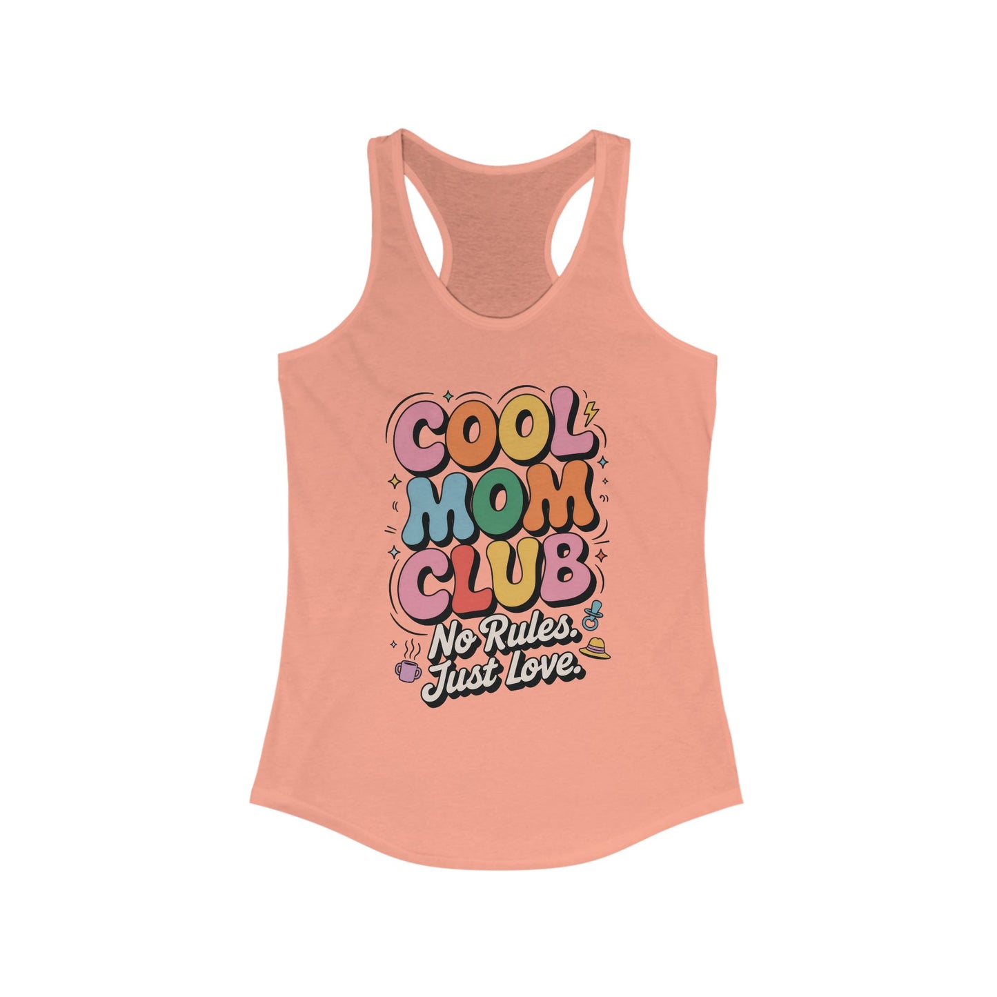 Cool Mom Club Racerback Tank, Gift for Moms, Mother's Day Gift, No Rules Just Love, Retro Colorful Unisex Heavy Blend Crewneck