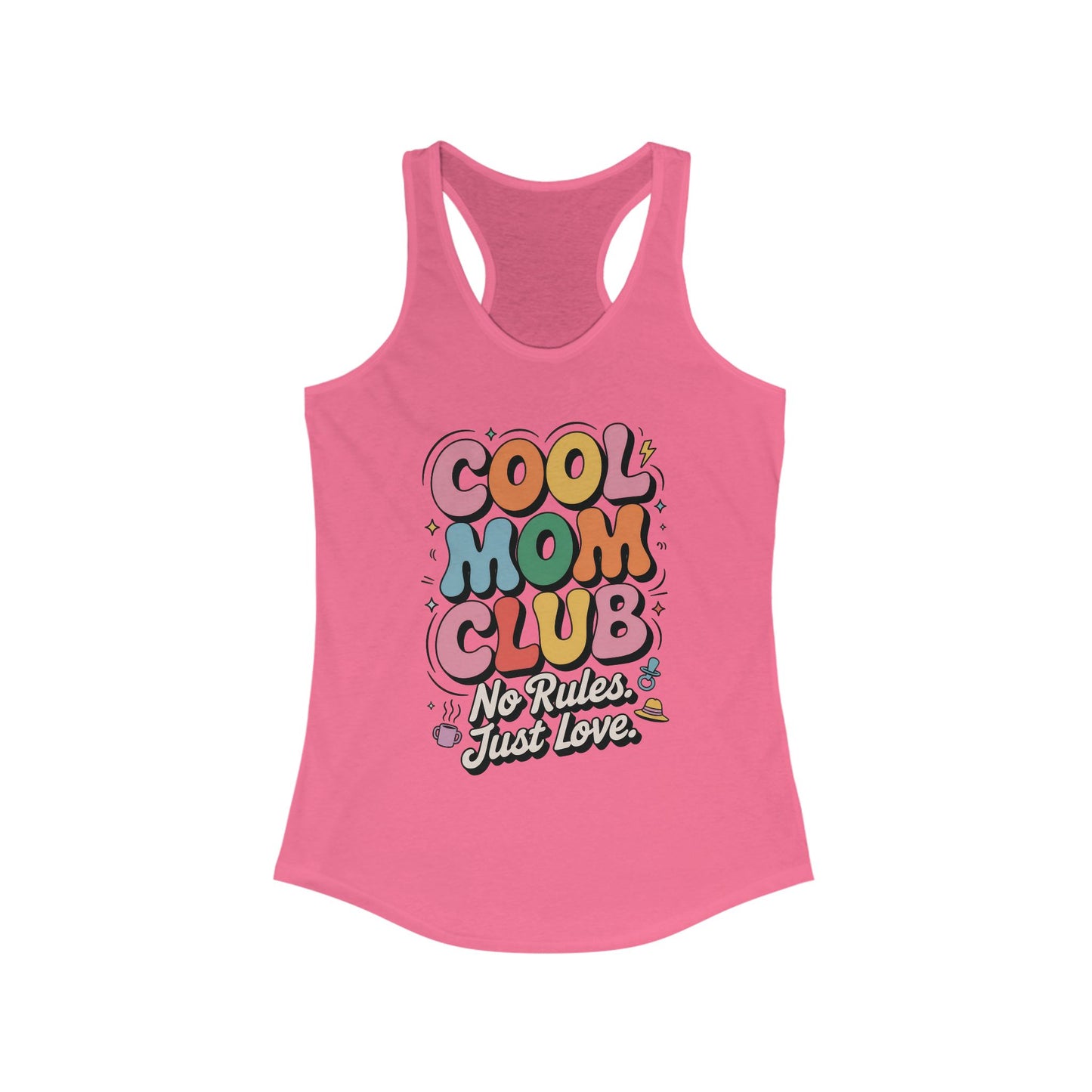 Cool Mom Club Racerback Tank, Gift for Moms, Mother's Day Gift, No Rules Just Love, Retro Colorful Unisex Heavy Blend Crewneck