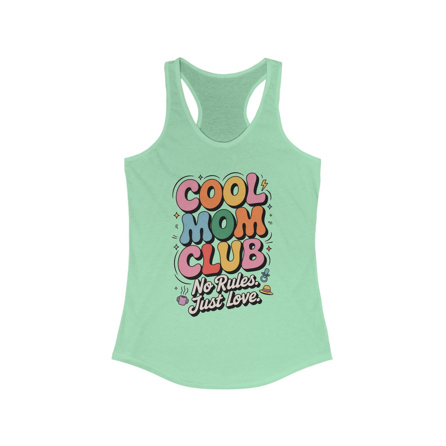 Cool Mom Club Racerback Tank, Gift for Moms, Mother's Day Gift, No Rules Just Love, Retro Colorful Unisex Heavy Blend Crewneck