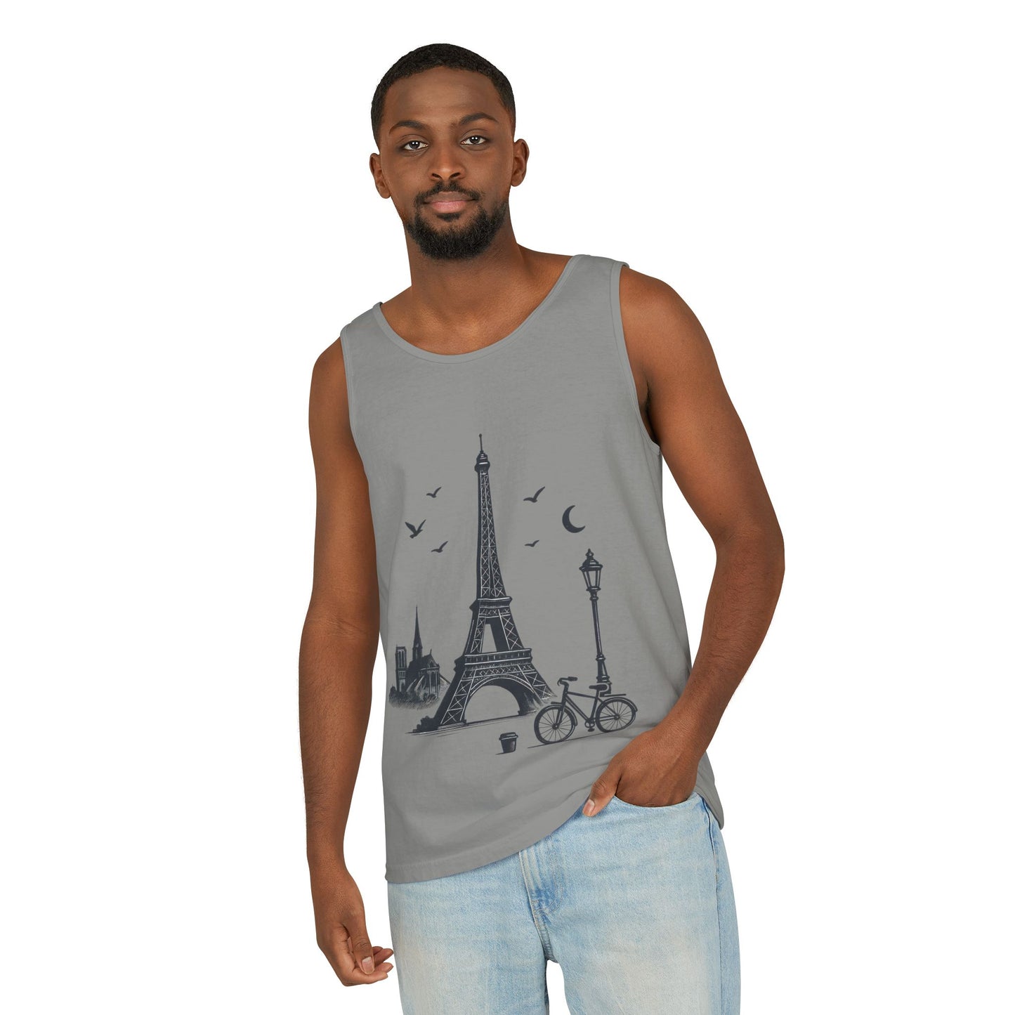 Parisian Dreams Tank Top, Unisex Summer Wear, Graphic Tee, Travel Inspired Apparel, Vacation Outfit, Casual Tank for All Occasions