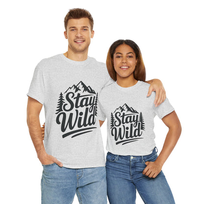 Stay Wild Adventure Tee, Unisex Heavy Cotton Tee for Nature Lovers, Camping, Hiking, Gifts for Outdoorsy Friends, Nature Graphic Tee