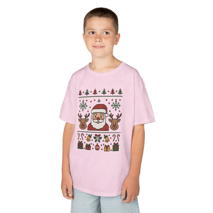 Santa - Reindeer Christmas Shirt for Kids, Cute Holiday Tee, Kids Heavy Cotton™ Tee