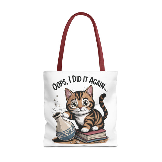 Cat-Themed Tote Bag, "Oops, I Did It Again", Perfect Gift for Cat Lovers, Pet Owners, Birthday, or Everyday Use, Large Tote Bag, beach bag
