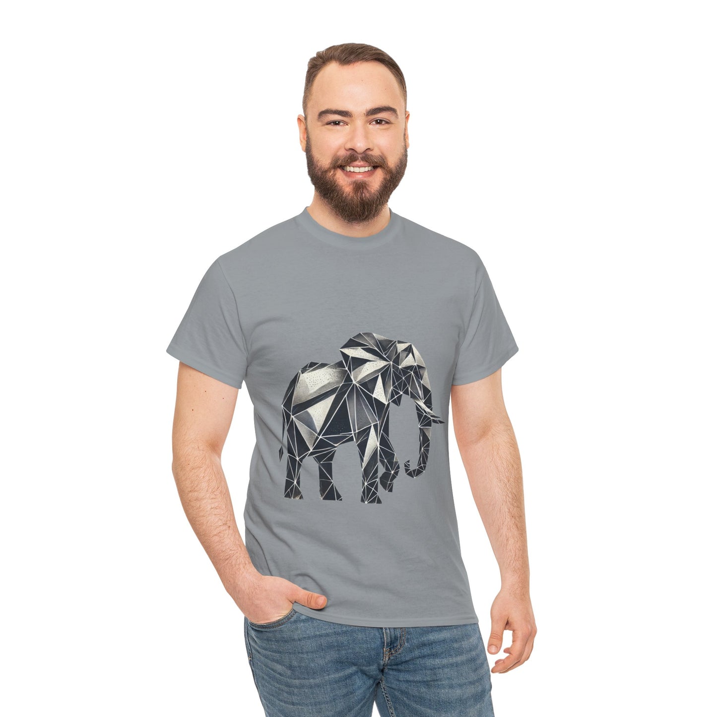 Geometric Elephant Tee - Minimalist Art Shirt, Nature Lover Gift, Animal Print T-Shirt, Unisex Cotton Tee, Eco-Friendly Wear