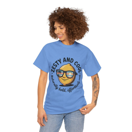 Zesty Lemon Tee, Womens Heavy Cotton T-Shirt, Funny Graphic Tee, Summer Apparel, Gift for Lemon Lovers, Casual Style, Funny Summer Tee