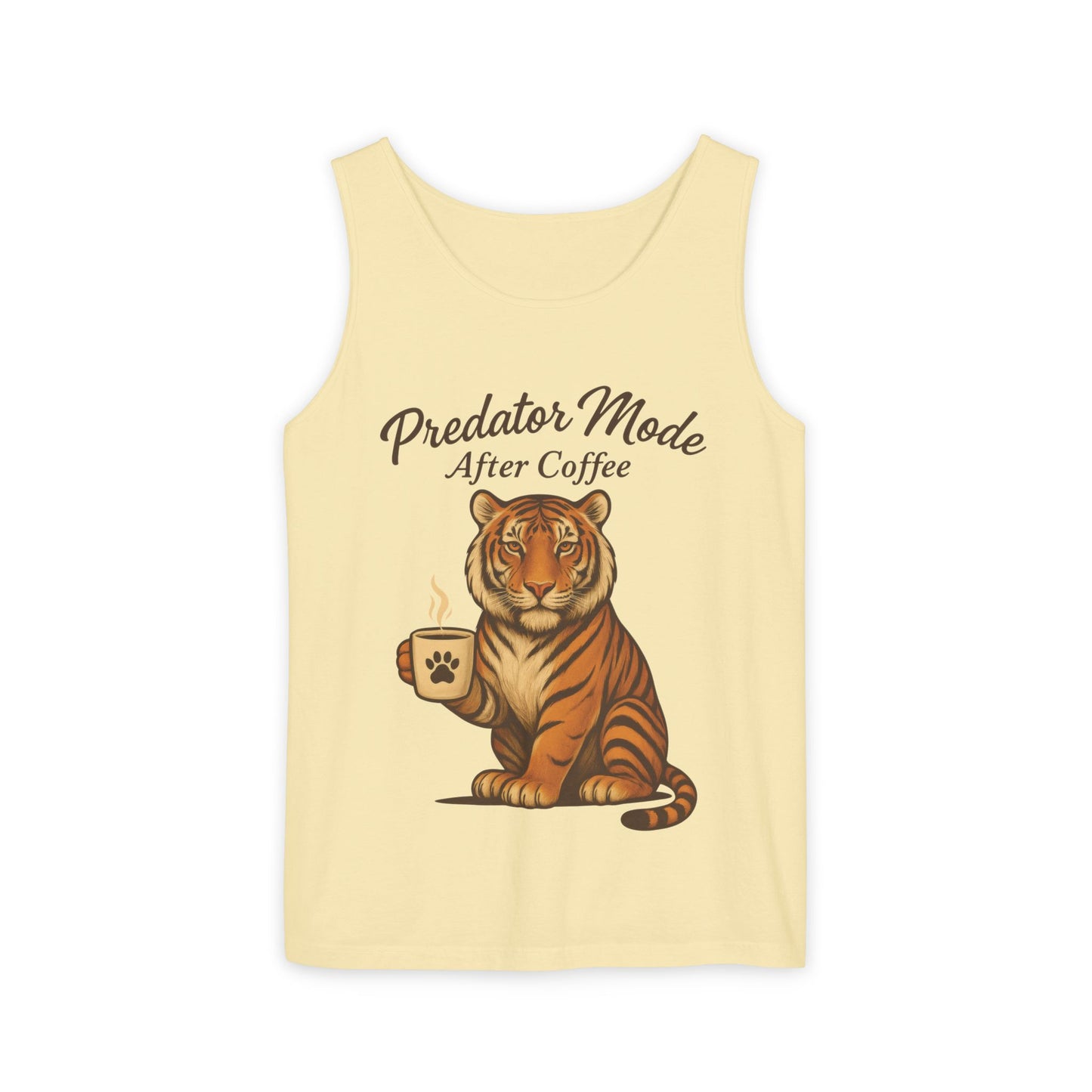 Predator Mode After Coffee Tank Top - Funny Coffee Lover Mens Muscle Tank - Tiger Caffeine Gym Shirt - Morning Motivation Top