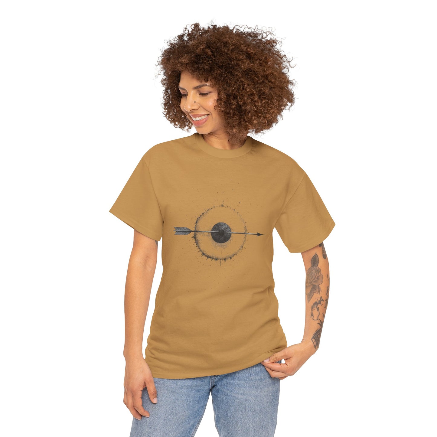 Artistic Arrow Graphic Unisex Cotton Tee, Motivational Shirt, Casual Wear, Gift for Him/Her, Trendy Fashion