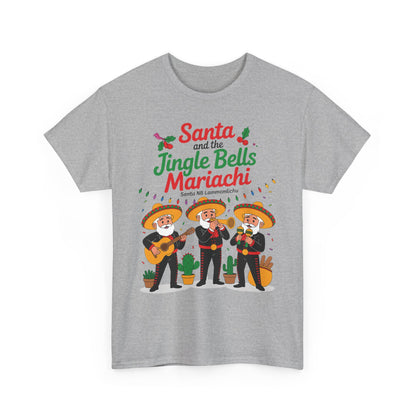 Santa and the Jingle Bells Mariachi, Funny Mexican Christmas T-Shirt, Latin Fiesta Holiday Tee, Navidad Humor Shirt