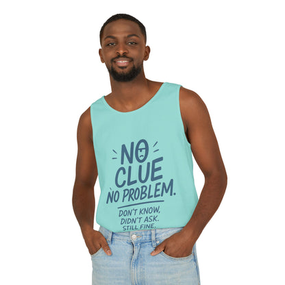 Funny No Clue Mens Tank Top, No Problem Quote, Dont Know Didnt Ask Slogan Tee, Workout Sleeveless Gym Shirt, Relaxed Fit Gift for Him