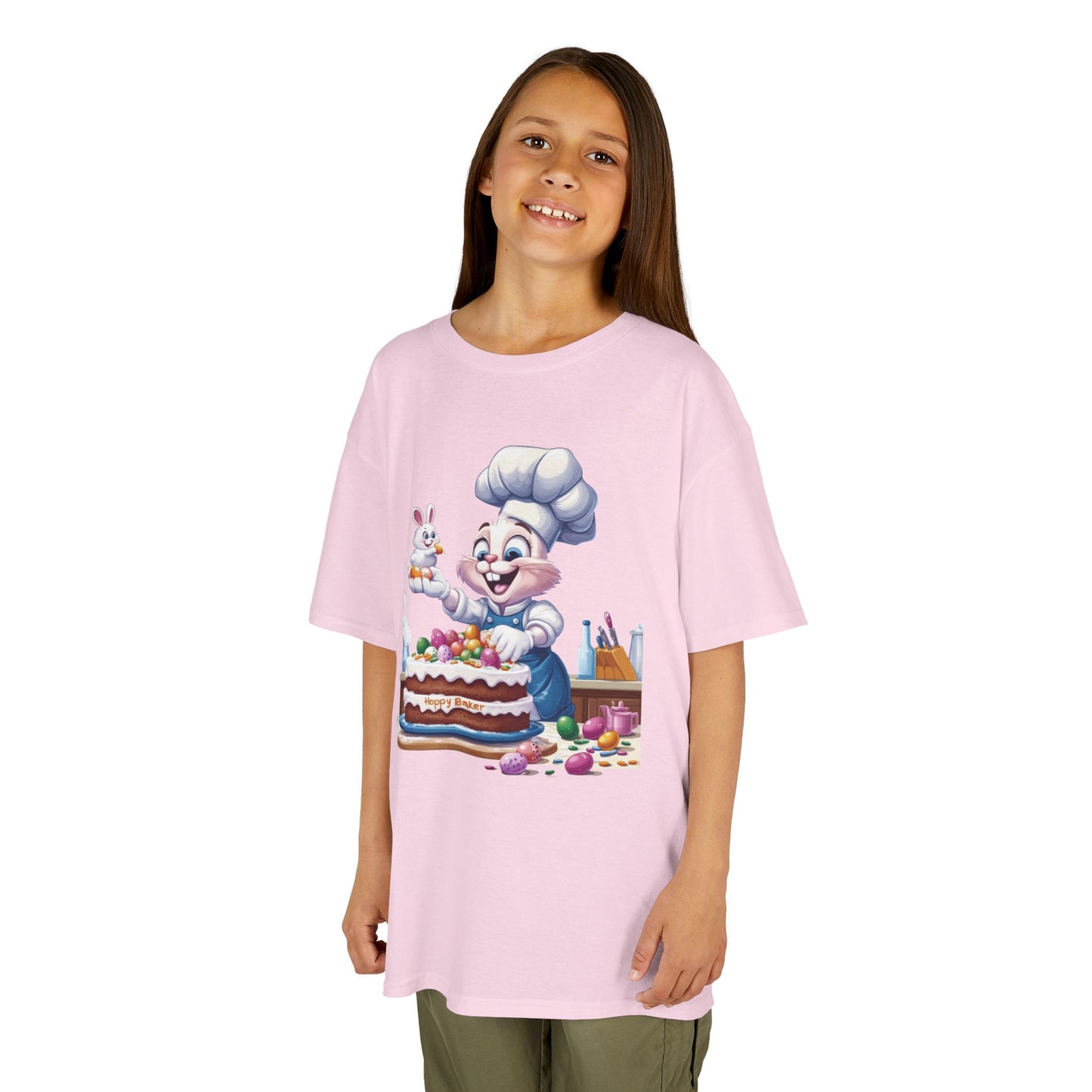 Pastry Chef Easter Bunny T-Shirt - Cute Spring Tee with Chef Bunny and Colorful Cake, Fun Holiday Gift for Kids and Bunny Lovers