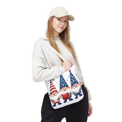 Patriotic Gnome Tote Bag, Stars and Stripes Reusable Grocery Bag, Cute Gnome Summer Bag, Holiday Gift Tote, Eco-Friendly Shopping Bag