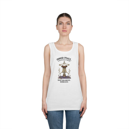 Inner Peace Skeleton Yoga Unisex Tank Top, Dark Humor Meditation Tee, Gift for Mindfulness Lovers, Yoga Shirt, Peaceful Vibes