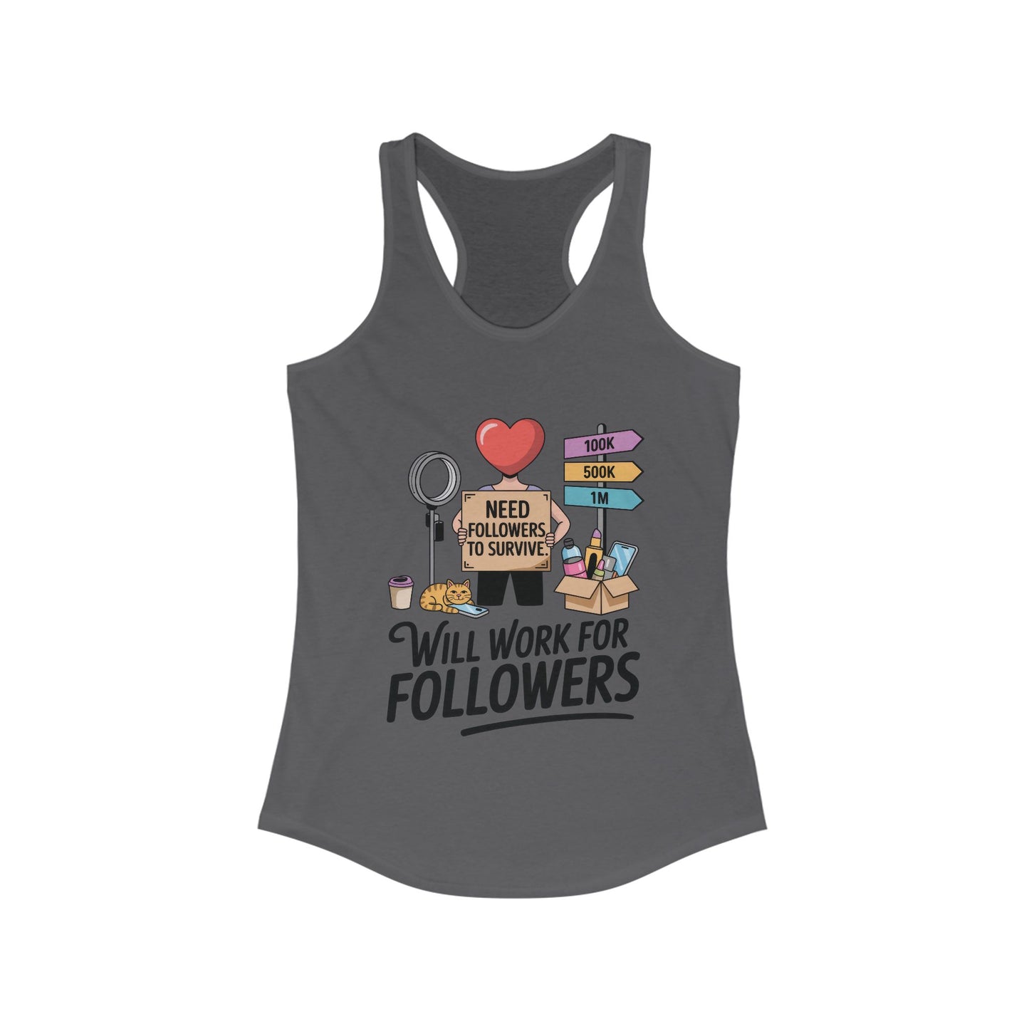 Social Media Humor Tank Top, Perfect for Influencers, Will Work for Followers, Trendy Workout Top, Cute Gift for Friends, Summer Fashion