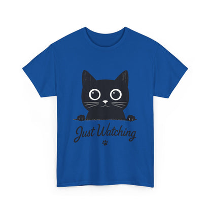 Cute Black Cat Shirt for Women - Just Watching Minimalist Kitty Tee - Funny Cat Lover Gift, Funny Pet Lover Gift, Animal Lover Tee