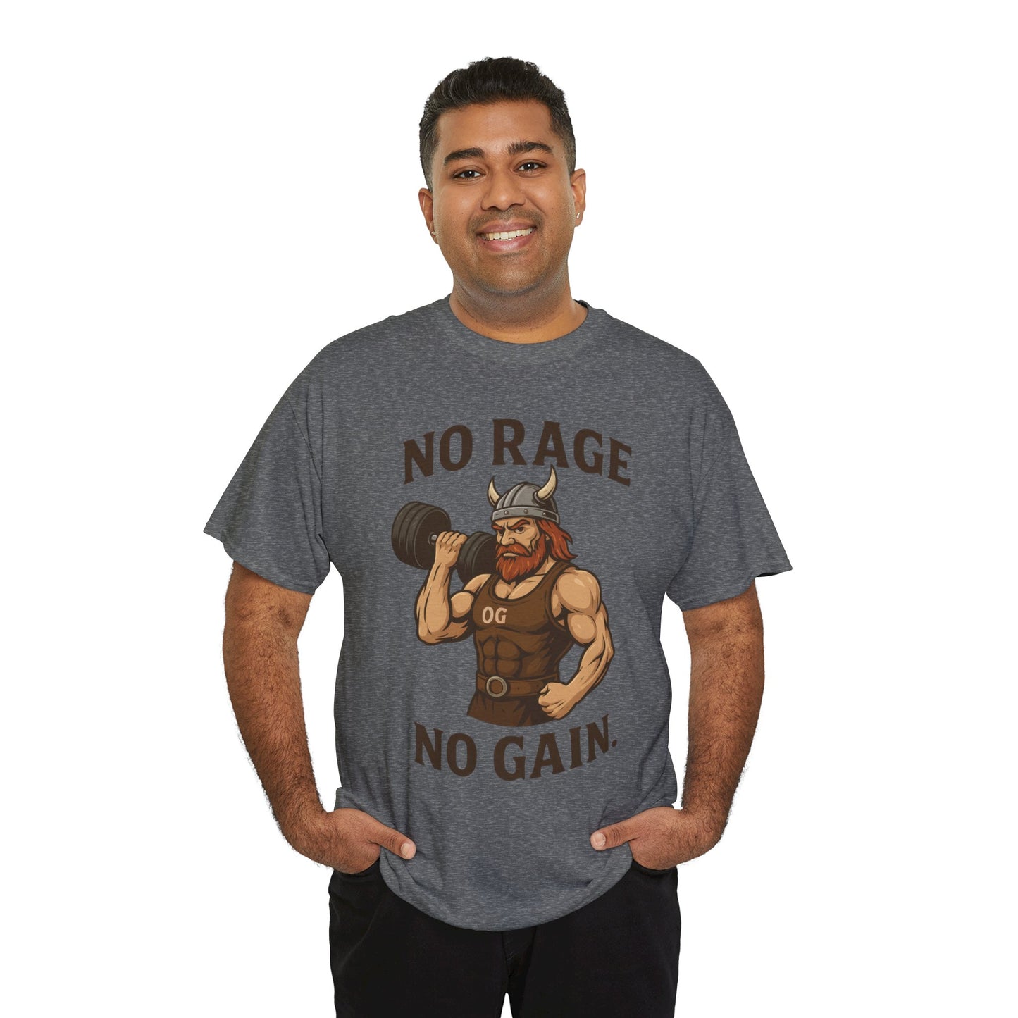 No Rage No Gain Viking Gym Shirt, Funny Muscle Workout Tee, Barbarian Fitness T-Shirt for Men, Powerlifting Humor Shirt, Viking Lifting Gift