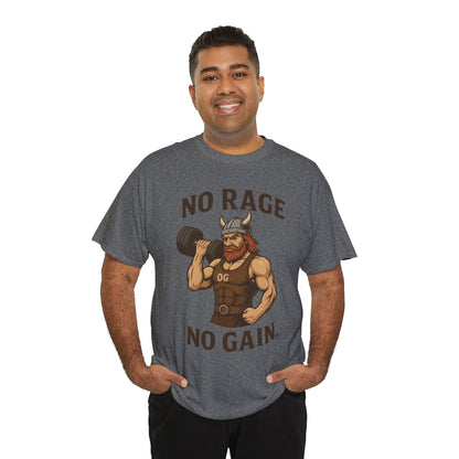 No Rage No Gain Viking Gym Shirt, Funny Muscle Workout Tee, Barbarian Fitness T-Shirt for Men, Powerlifting Humor Shirt, Viking Lifting Gift