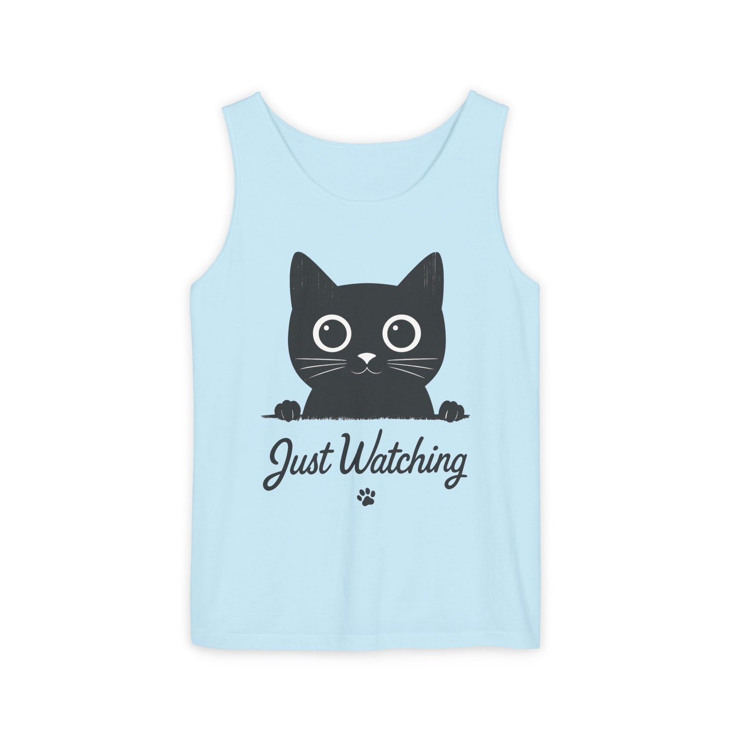 Just Watching Cat Womens Tank Top - Cute Black Kitty Sleeveless Shirt - Funny Summer Cat Lover Gift, Summer Beach Wear, Pet Themed Apparel