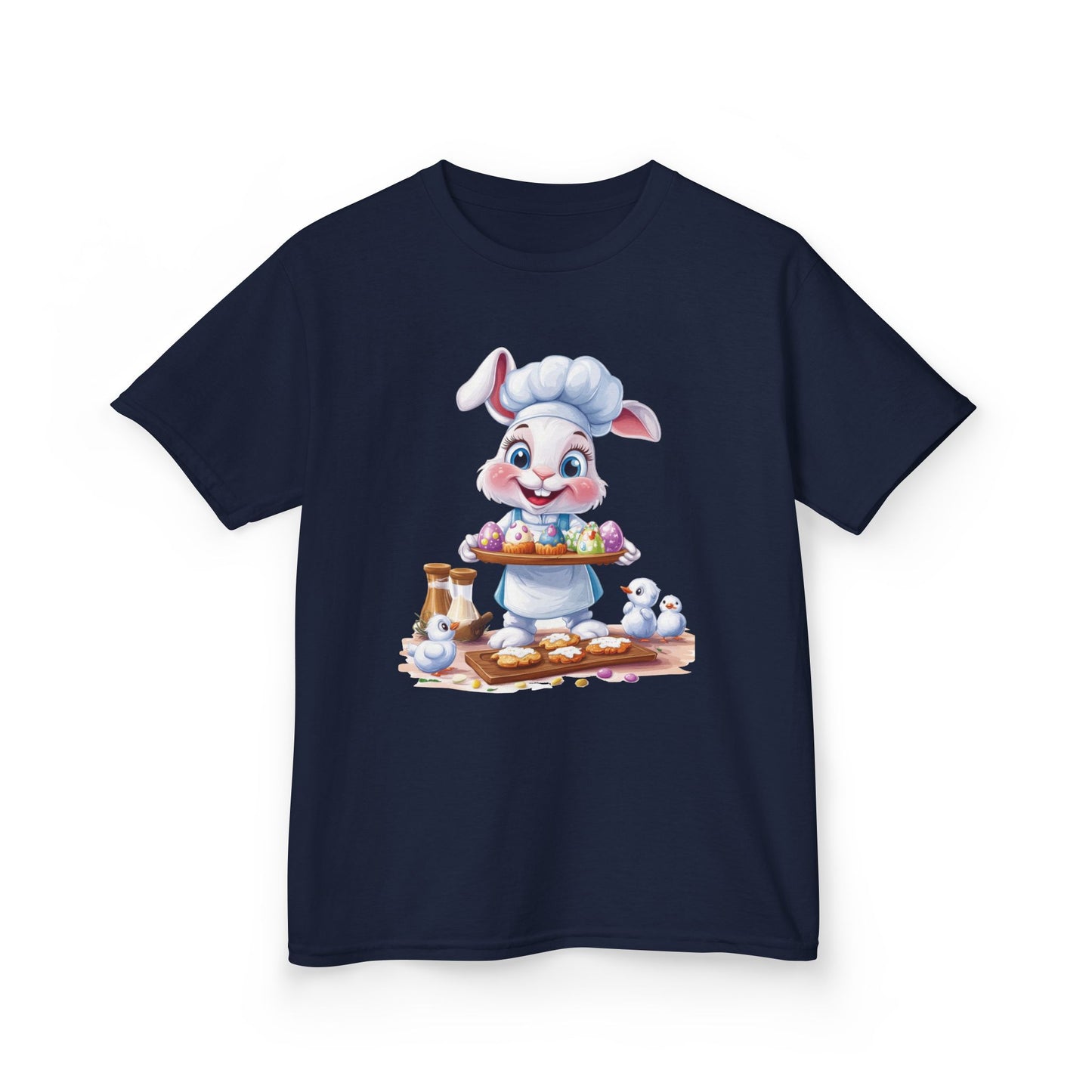 Easter Bunny Chef Kids T-Shirt, Cute Spring Baking Tee with Eggs, Toddler Easter Outfit, Bunny Holding Egg Tray Tee, Cute Animal Design