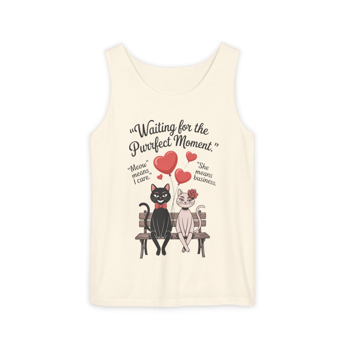 Cute Cat Lovers Tank, Womens Heavy Cotton Tank Top for Pet Owners, Funny Cat Tee, Gift for Cat Lovers, Casual T-Shirt, Animal Art Tee