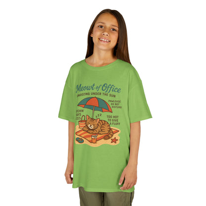 Kids Cat-Themed T-Shirt - Meowt of Office, Cute Summer Tee, Cat Lover Gift, Fun Playwear, Summer Beach Vacation Tee