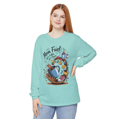 Mom Fuel Long Sleeve T-Shirt, Coffee Lovers Gift, Mother's Day Apparel, Cute Mom Shirt, Coffee Lover Mom Life Top, Coffee Lover's Tee