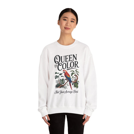 Vibrant Crewneck Womens Sweatshirt, Colorful Apparel, Bird Design, Cozy Layering, Gift for Nature Lovers, Fun Fashion