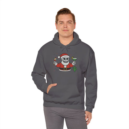 Skeleton Santa Funny Christmas Hoodie for Men, Ugly Margarita Holiday Sweatshirt