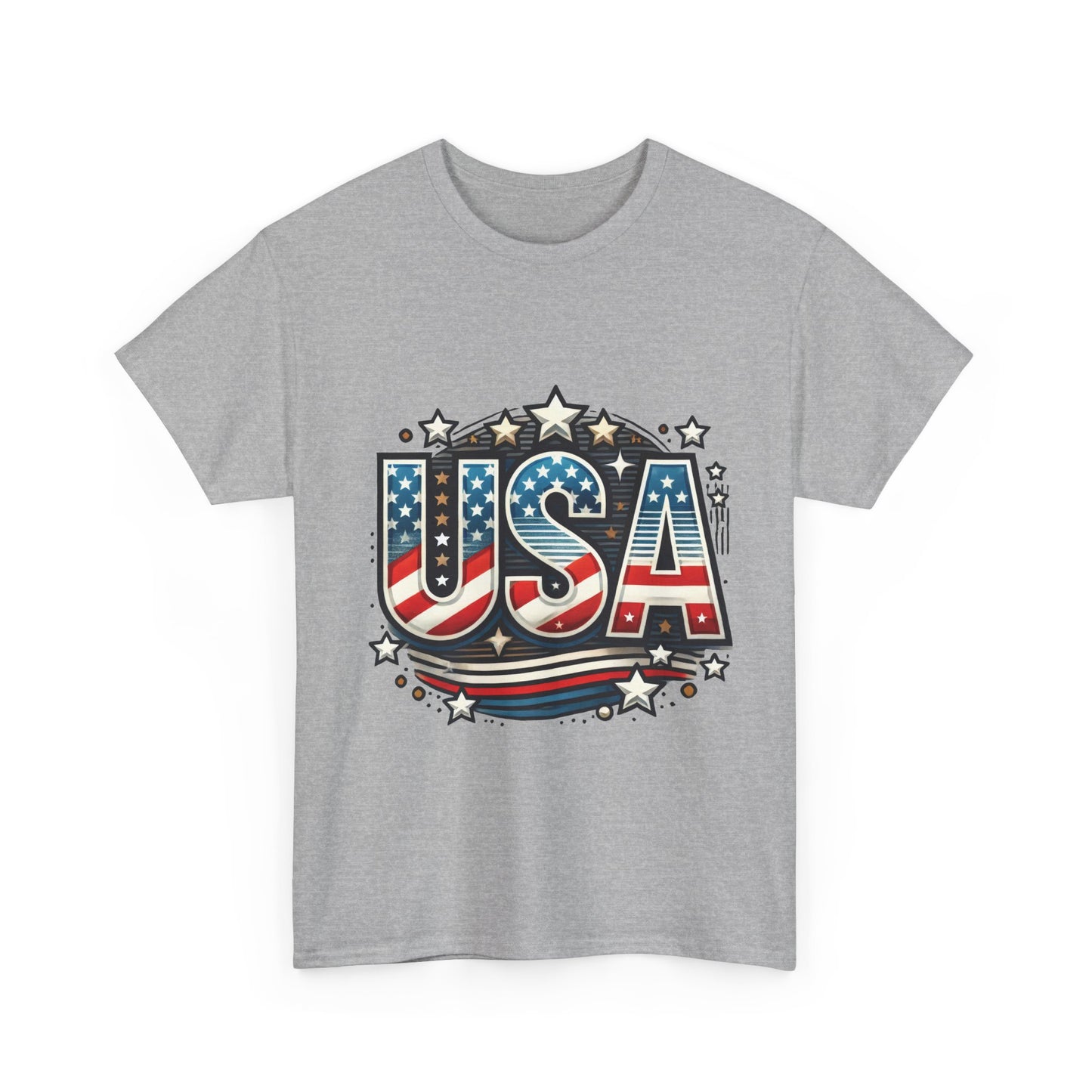 Patriotic USA T-Shirt, Unisex Heavy Cotton Tee for Independence Day, Memorial Day, 4th of July, Casual Wear, Gifts