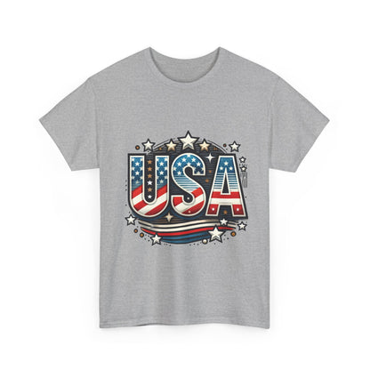 Patriotic USA T-Shirt, Unisex Heavy Cotton Tee for Independence Day, Memorial Day, 4th of July, Casual Wear, Gifts
