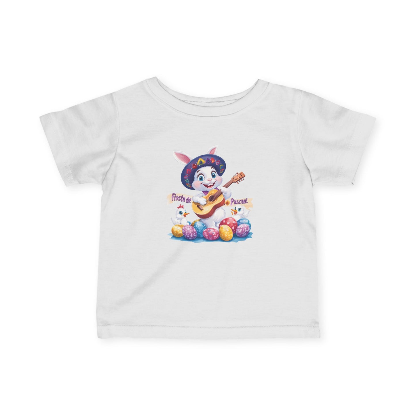 Fiesta de Pascua Baby T-Shirt - Cute Mexican Easter Bunny Tee with Guitar, Fun Spring Outfit for Infants 6 - 24 Months, Holiday Gift Idea