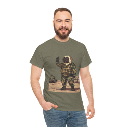 Cute Army Bulldog Tee, Funny Dog Army Pug Men's Heavy Cotton Tee, Pet Lovers Gift, Military Humor Clothing, Dog Dad T-Shirt