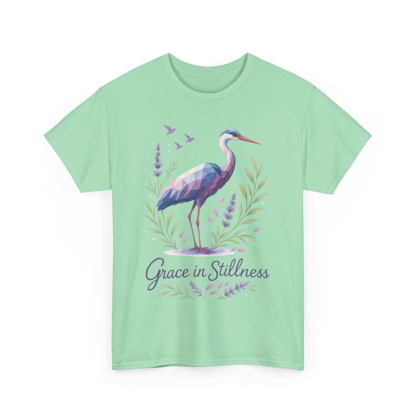 Polygonal Heron Graphic Shirt, Womens Artistic Bird Tee, Nature-Inspired Minimalist Design, Geometric Crane Tee, Bird Lovers Gift