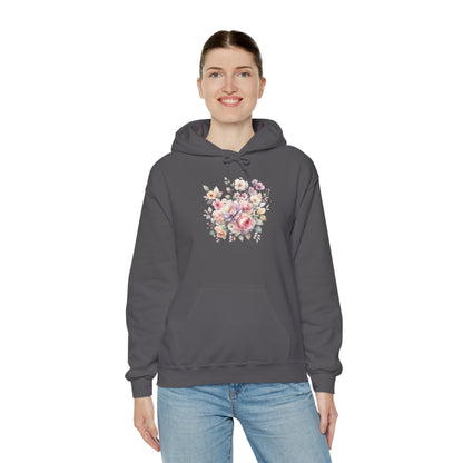 Floral Comfort Hoodie, Cozy Sweatshirt for Women, Spring Fashion, Gift for Her, Casual Everyday Wear, Soft Pastel Flower Print Sweatshirt