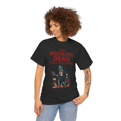 The Working Dead 9-to-5 Apocalypse Women's T-Shirt, Horror Office Zombie Top, Halloween Office Humor