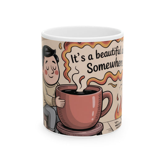 Funny Sarcastic Coffee Mug, Its a Beautiful Day Somewhere, Dark Humor Cup, Chaos Comfort Mug, Ironic Gift for Overthinkers, Optimism Cup