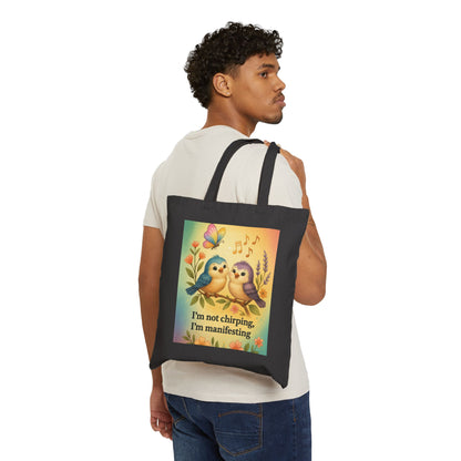 Manifesting Love Tote Bag, Cute Bird Design for Shopping, Eco-Friendly Gift, Spring/Summer Vibes, Perfect for Manifestation, Bird Lover's