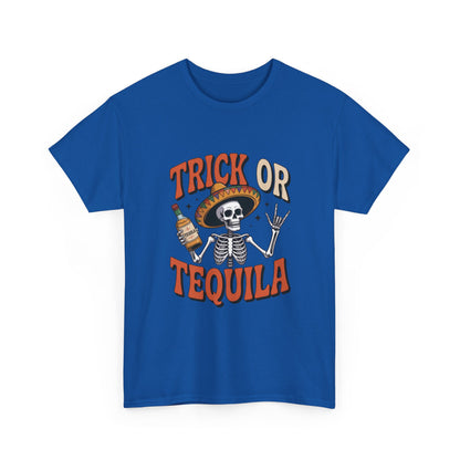 Trick or Tequila Skeleton Men's T-Shirt , Funny Halloween Drinking Party Tee for Men