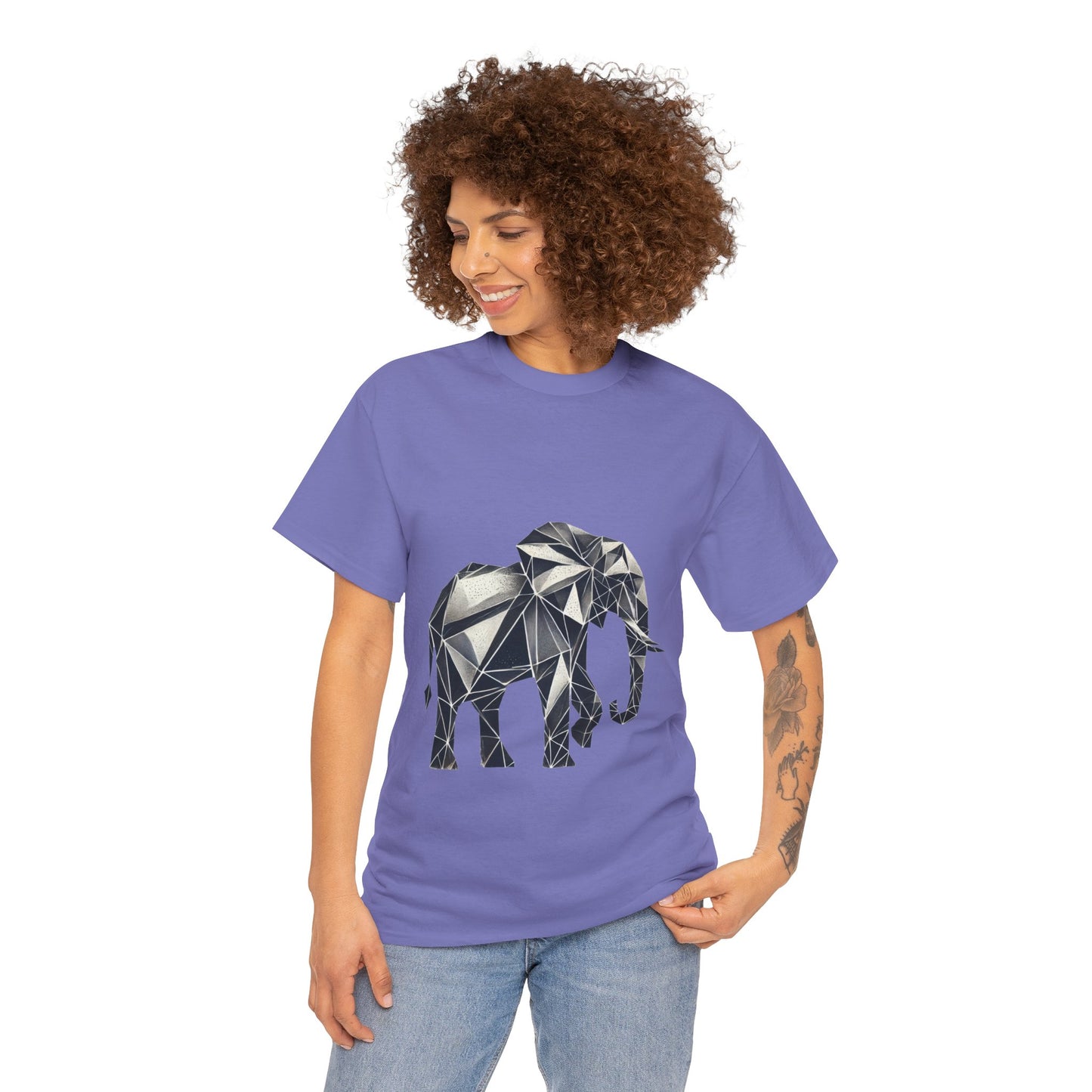 Geometric Elephant Tee - Minimalist Art Shirt, Nature Lover Gift, Animal Print T-Shirt, Unisex Cotton Tee, Eco-Friendly Wear