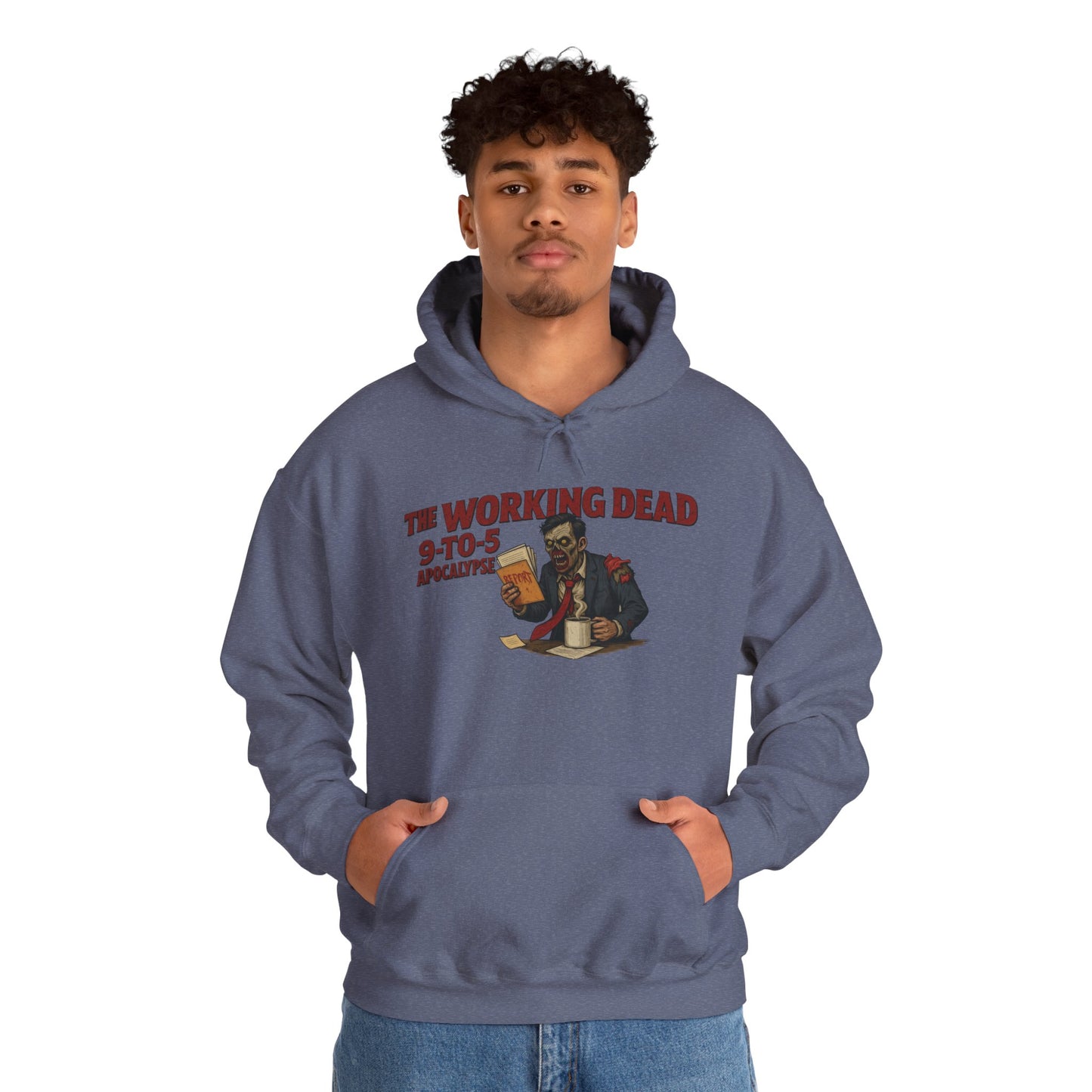 The Working Dead 9-to-5 Apocalypse Hoodie, Men's Horror Office Zombie Sweatshirt, Halloween Zombie Work Top
