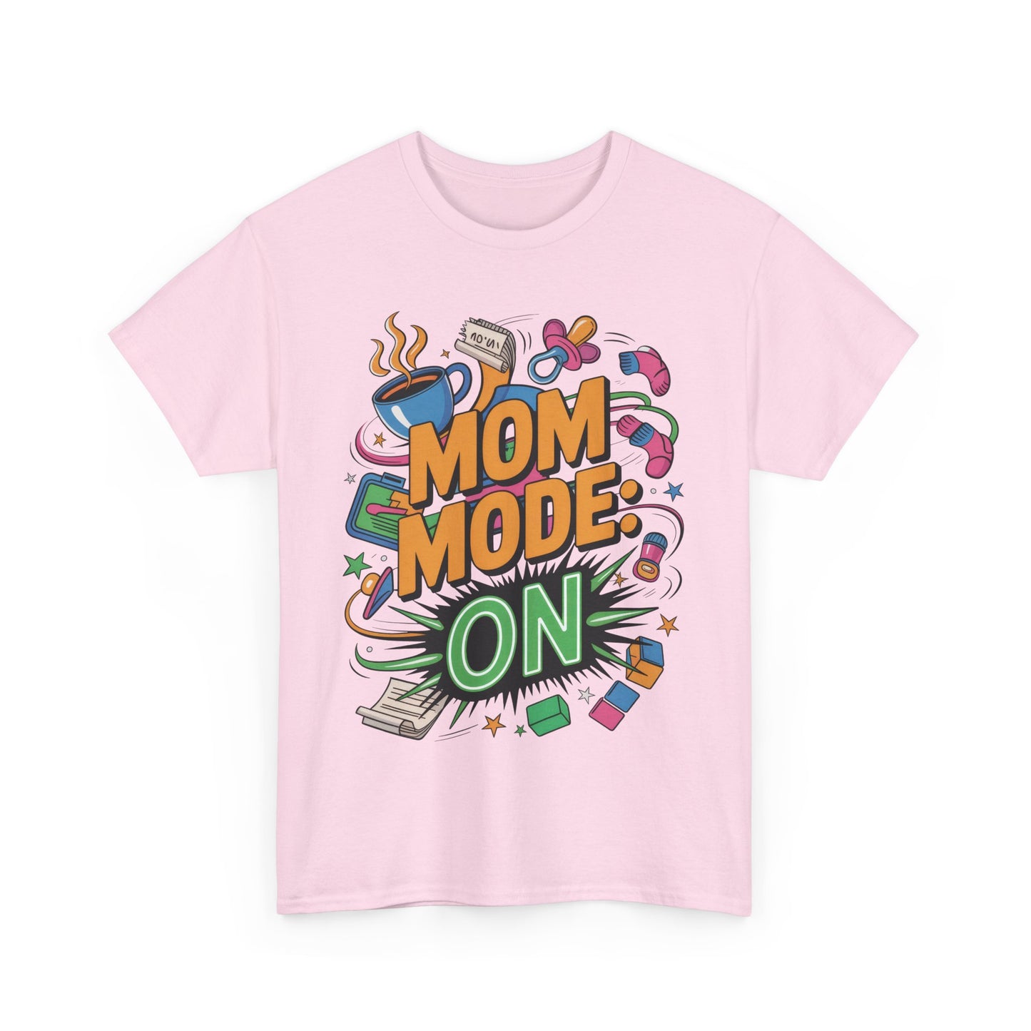 Mom Mode ON Cotton Tee, Funny Mom T-Shirt, Gift for Mothers, Parent Life Apparel, Mother's Day Humor T-Shirt, Cute Mama Life Graphic Tee