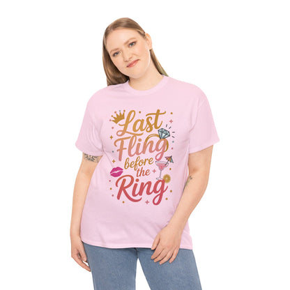 Last Fling Before the Ring T-Shirt, Bachelorette Party Tee, Bridesmaid Wedding Tee, Hen Party Matching Top, Bridal Shower, Bridesmaids Gift