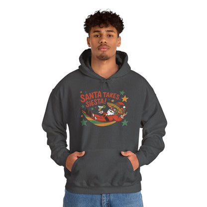 Santa Takes a Siesta Funny Christmas Hoodie for Men, Mexican Santa Holiday Sweatshirt, Siesta Santa Christmas Sweater