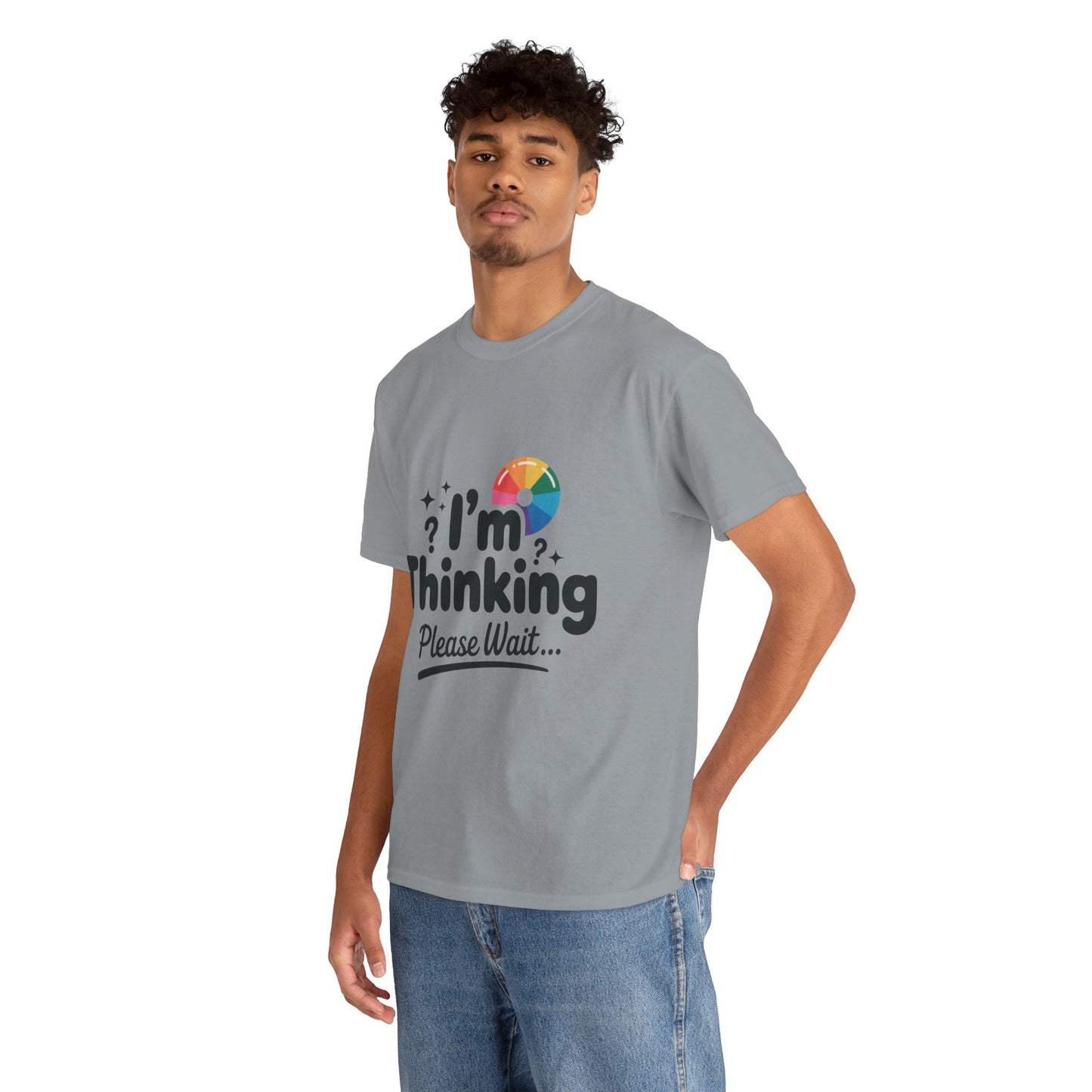Funny - Im Thinking Please Wait - Mens T-Shirt, Cute Geeky Gift for Introverts, Programmers, Designers, Fun Humor Shirt, Gift for Adults