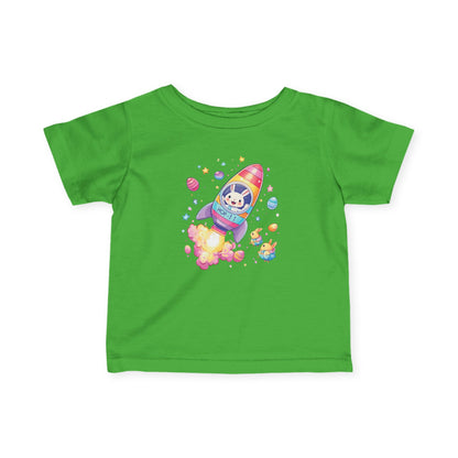 Easter Astronaut Bunny Infant Tee - Cute Rocket Bunny and Eggs Design, Fun Space Baby Shirt for 6-24 Months, Spring Holiday Outfit