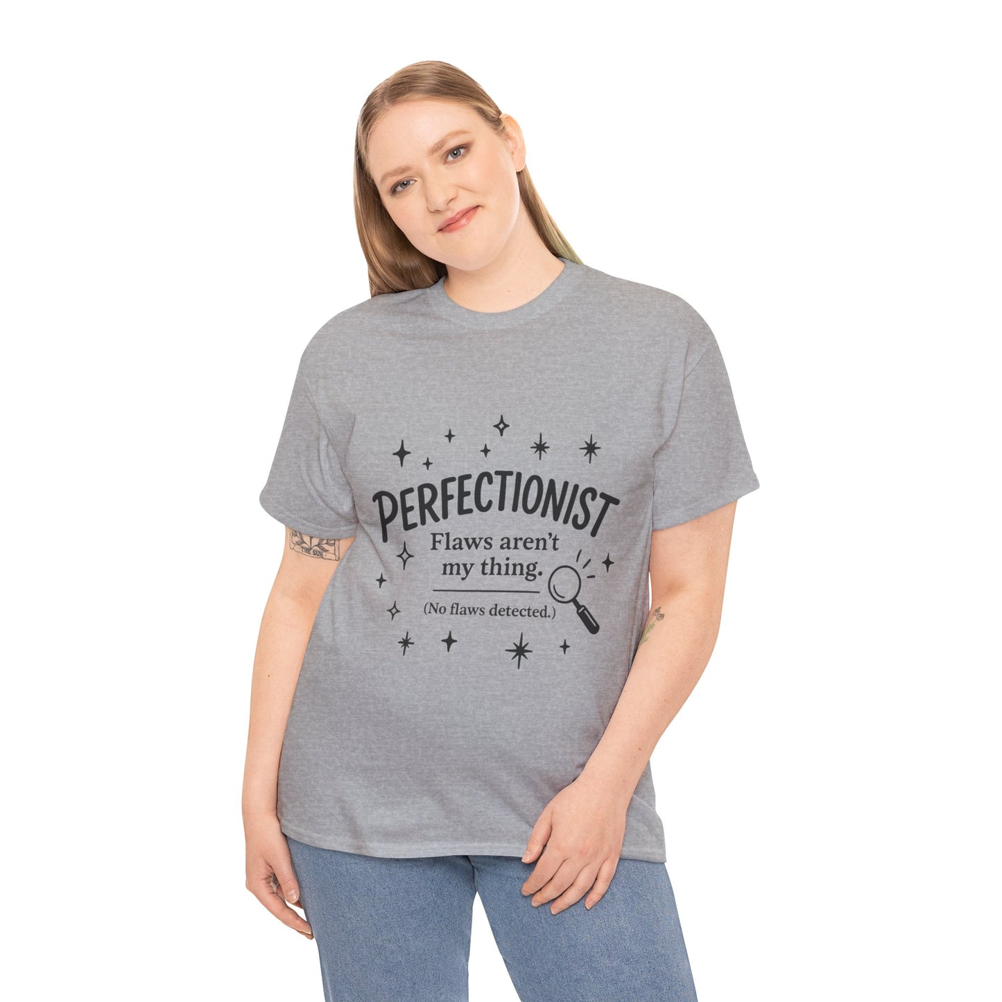 Funny Perfectionist T-Shirt for Women, No Flaws Detected Graphic Tee, Minimalist Humor Shirt, Gift for OCD, Flawless Queen