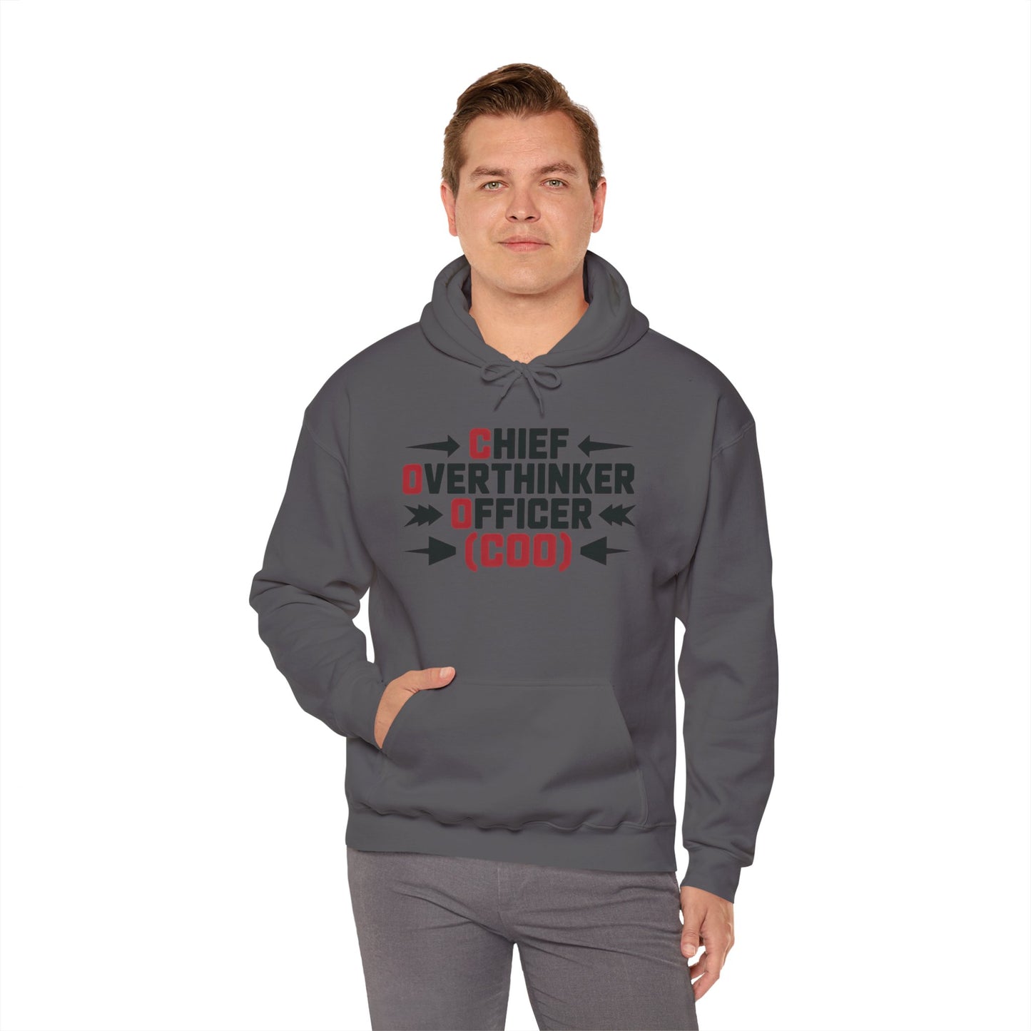Chief Overthinker Officer Men's Hoodie, Funny COO Graphic Pullover, Sarcastic Office Humor Gift, Men's Heavy Blend™ Hooded Sweatshirt