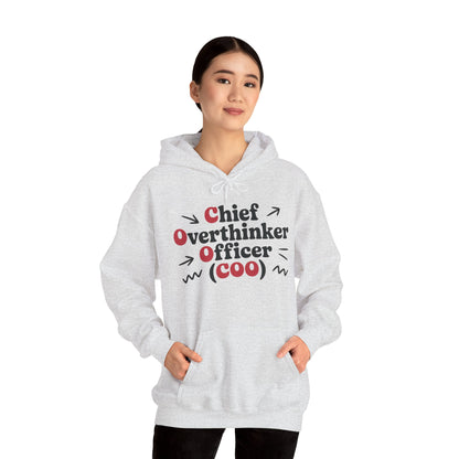 Chief Overthinker Officer Women's Hoodie, Funny COO Graphic Pullover, Sarcastic Office Humor Gift, Women's Heavy Blend™ Hooded Sweatshirt