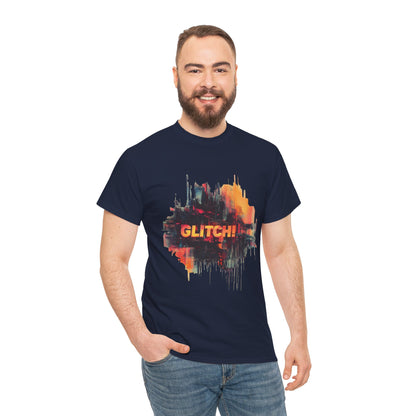 Glitch Art Unisex Heavy Cotton Tee, Trendy Graphic Top, Gift for Tech Lovers, Abstract Street Style Graphic Tee,Techcore Aesthetic Shirt