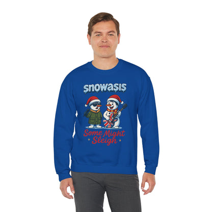 Snowasis Some Might Sleigh Men's Christmas Sweatshirt, Funny Rock Holiday Sweater